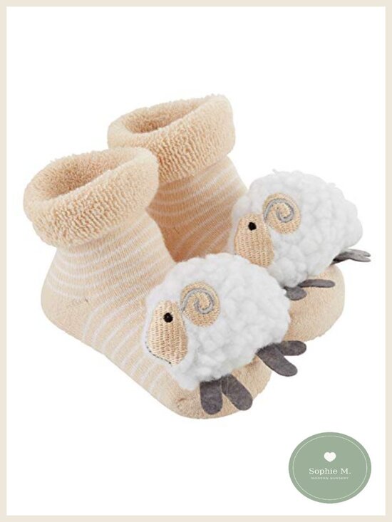 Other - Baby Rattle Socks Stripey Non-Skid Cream White Lambs 3-12 Months